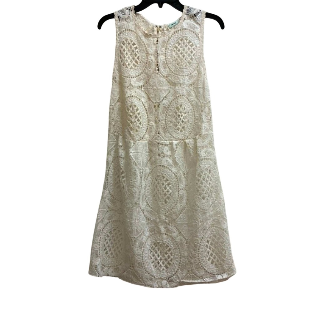 Kimchi Blue Lace Shift Dress Womens M Ivory Sleeveless Zip Back Boho Romantic